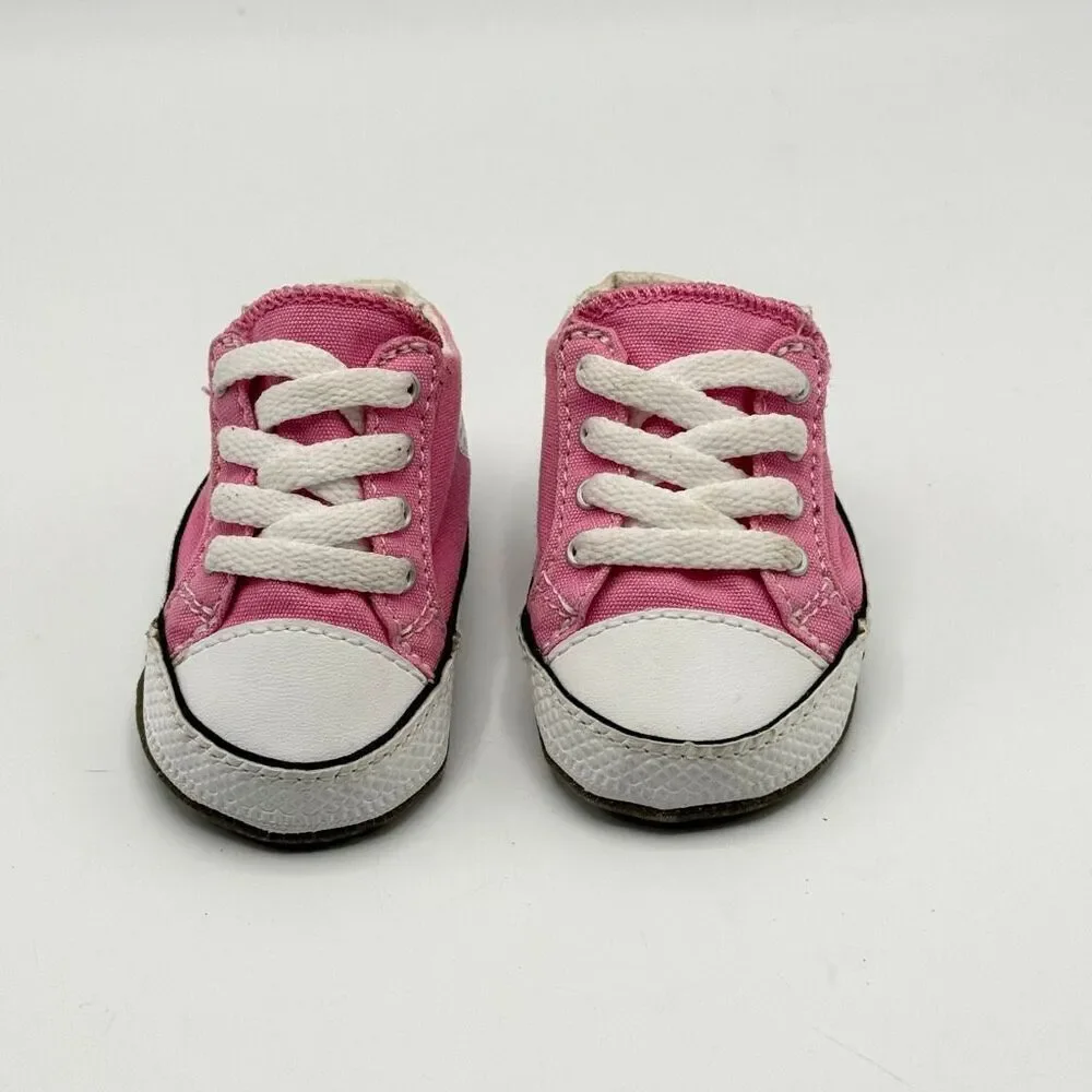 Converse All Star Pink Aplix Crib Shoes - US infant size 1